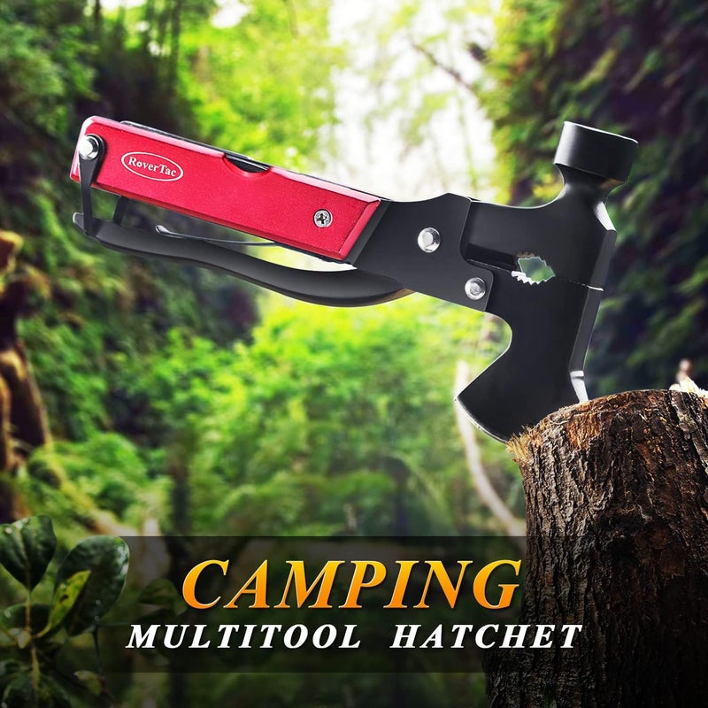 RoverTac 14-in-1 Multitool Camping Axe Hatchet – Essential Camping Gear with Knife, Hammer, Saw, Bottle Opener, Screwdriver – Multi Tool with Sheath – Gifts for Men, Dad, and Outdoor Adventures - Image 4